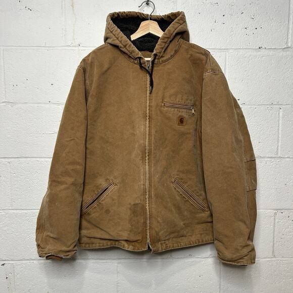 Carhartt Sherpa-Lined Hooded Detroit Jacket “Brown” J141 - Picture 1 of 12